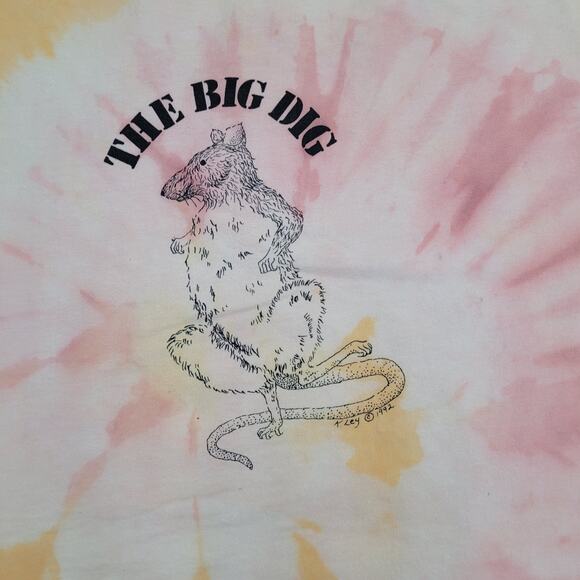 Vintage 1992 Funny Mouse Shirt Large 21x26 Pink The-Big-Dig - Picture 9 of 14